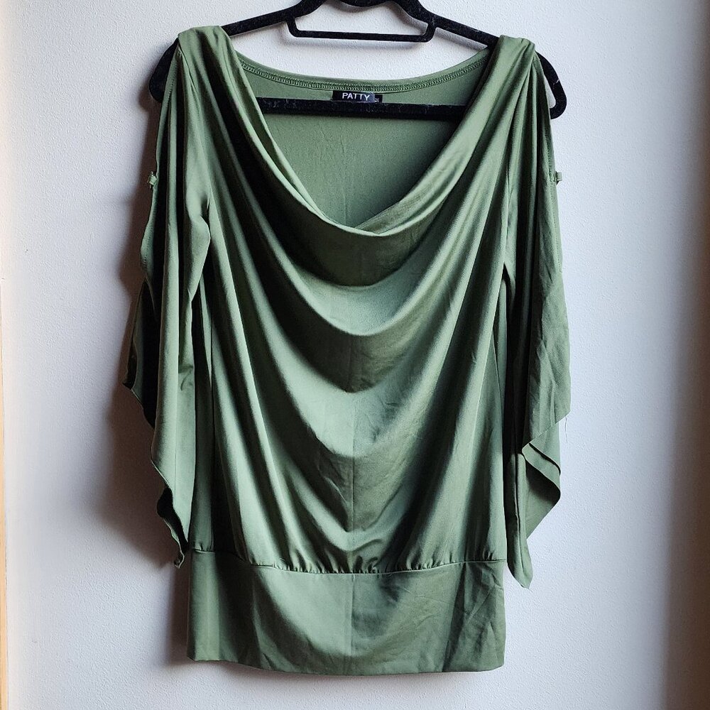 Patty Green Draped Lightweight Blouse Size Medium